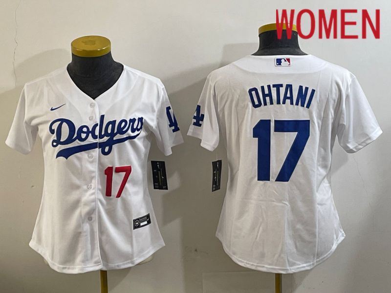 Women Los Angeles Dodgers #17 Ohtani White Game 2024 Nike MLB Jersey style 11203